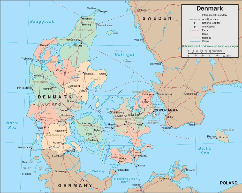 Peta dari denmark feri 