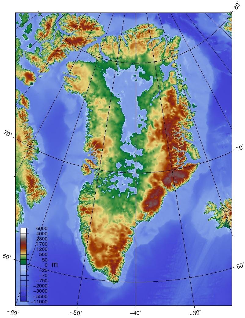 Peta topografi denmark