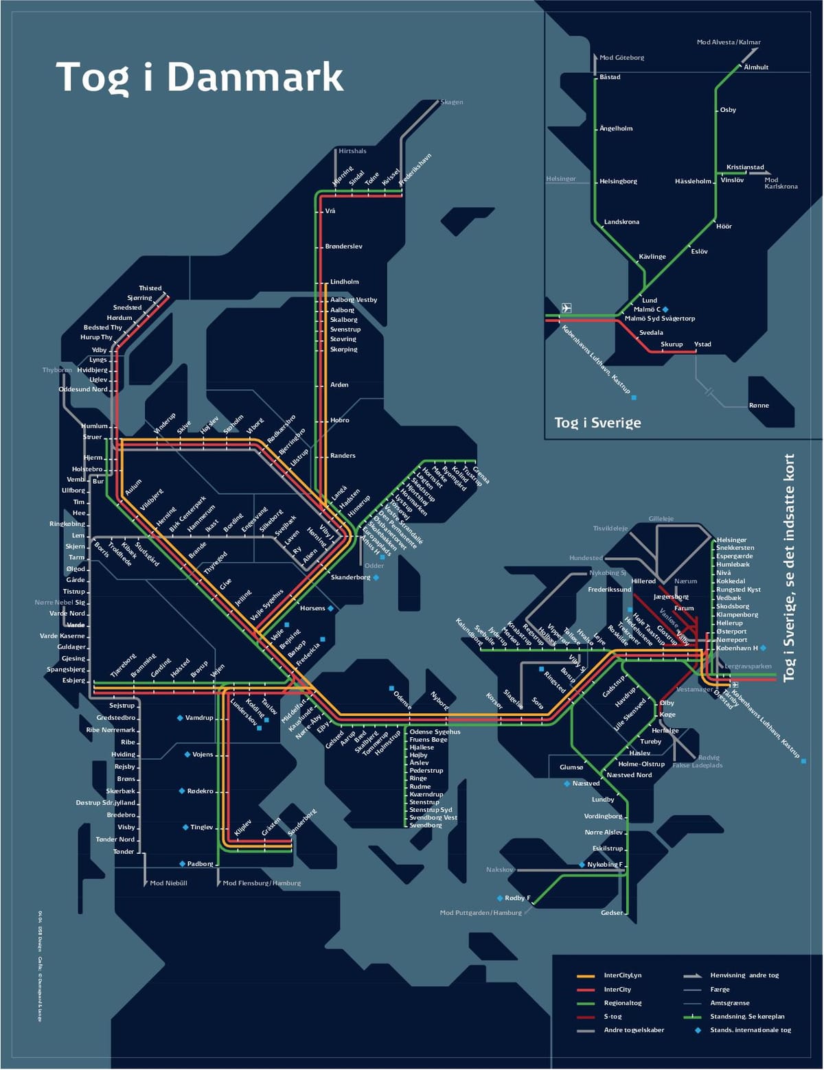 Peta kereta api kopenhagen denmark