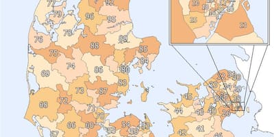 Denmark kode pos peta